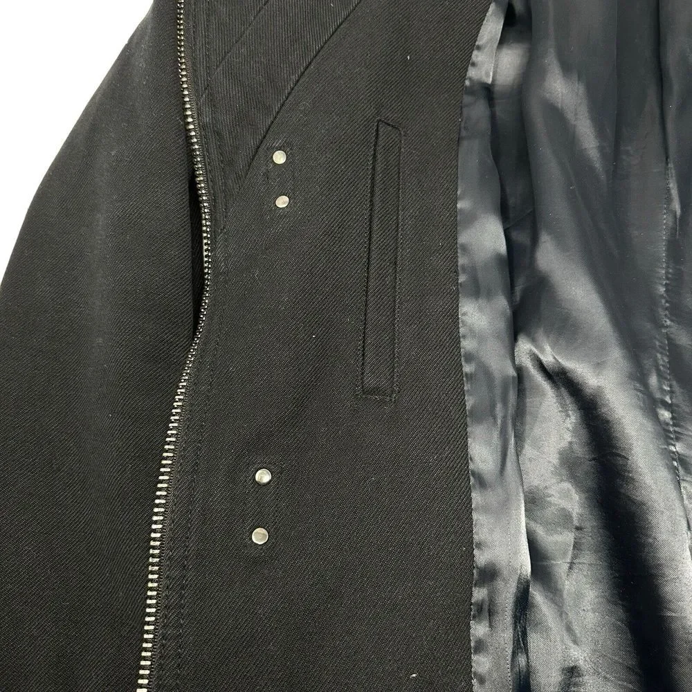 ZARA MAN Black Tag Coat Black Zip Hook Closure Cotton Wool Poly Blend‎ Small